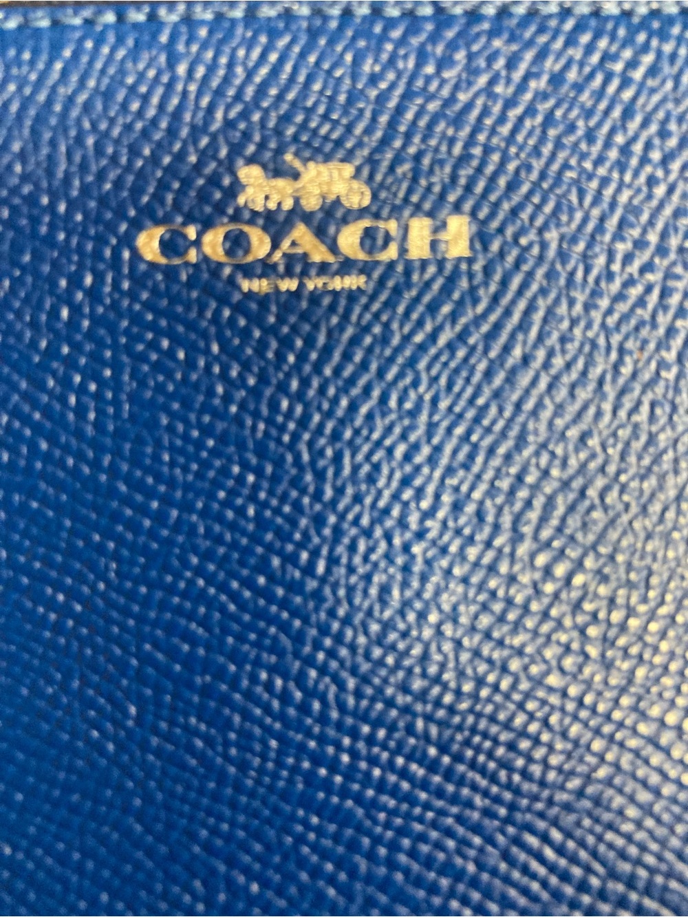 Coach Corner Zip Wristlet F58032 True Blue Crossgrain Leather Silver-Tone Logo - Picture 3 of 10